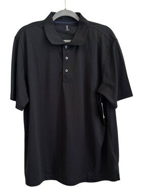 Mens Black Polo Shirt Regular Fit L Classic Everyday Wear Business Casual